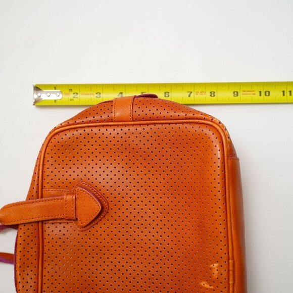 Innue Vintage Orange Perforated Leather Handbag - Picture 8 of 12